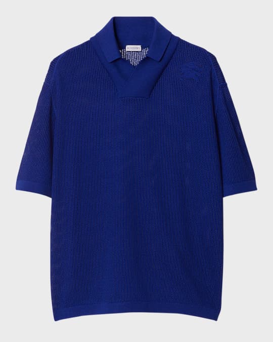 Burberry Men's Mesh Knit Polo Shirt Neiman Marcus