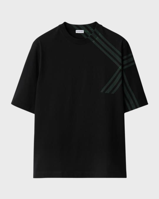 Burberry Men's T-Shirt with Check Shoulder | Neiman Marcus