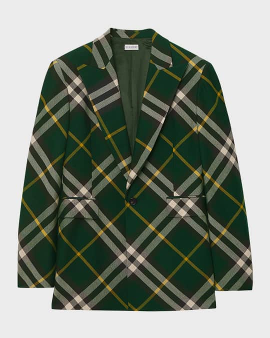 Burberry Men s Check Wool Suit Jacket Neiman Marcus