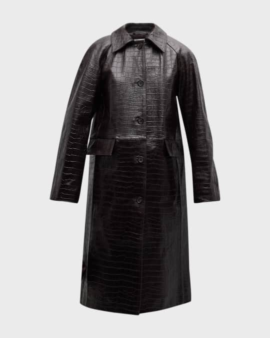 コート Toteme Croc embossed leather coat Toteme Raglan-Sleeve Croc-Embossed Leather Midi Coat