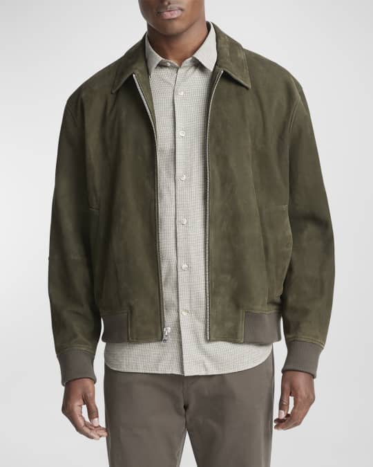 Vince Men s Suede Bomber Jacket Neiman Marcus