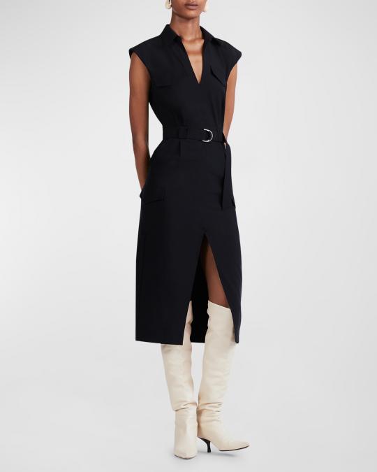 derek lam 10 crosby shirt dress Derek Lam Women's Kenza Long Sleeve Pleated Shirt Dress - Limestone