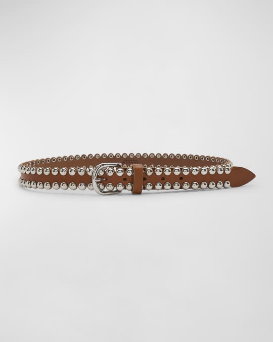 Isabel Marant Zap Bubble Leather Studded Belt Neiman Marcus