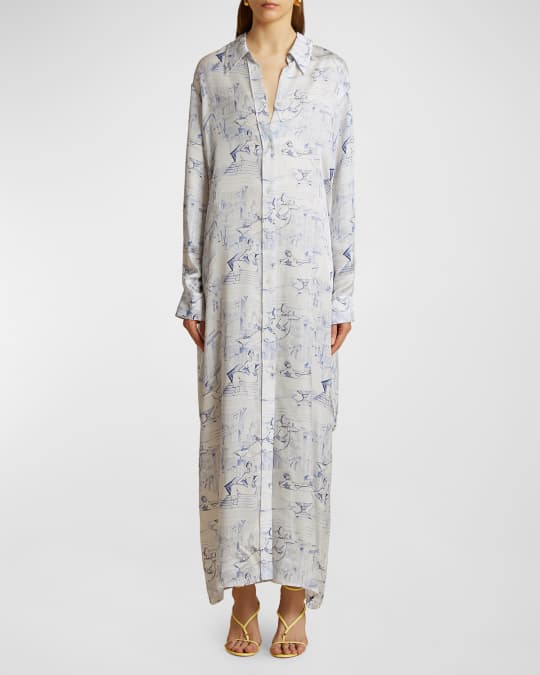 KaleaBoutique Printed V Neck Shirred Short Puff Sleeve Maxi Dress main image 0