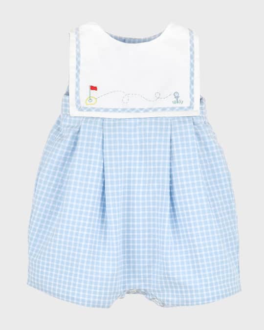 Claire & Charlie Baby Boys Green Stripe Golf Theme Romper