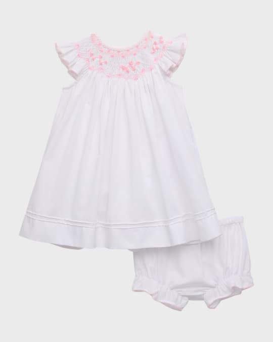 newborn smocked dress Baby Girl dress - Smocked Gown and matching Bonnet - Christening gown -  Baby Shower Gift