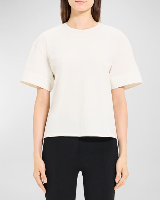 トップス theory Shirting Short Sleeve Cuff Shirt Theory Combo Cuff Short-Sleeve T-Shirt | Neiman Marcus