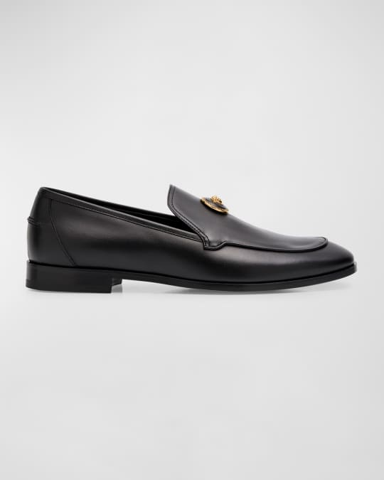 Versace Men s Medusa Coin Leather Smoking Slippers Neiman Marcus