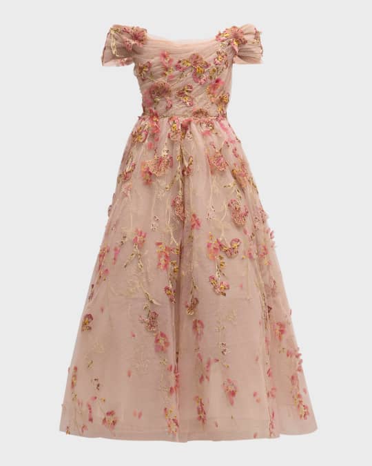 multicolor floral embroidered dress Pink Multicolor Floral Embroidered Eyelet Lace Two Piece Skirt Set main image 1