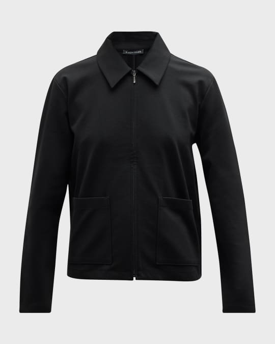 Eileen Fisher Zip Front Washable Flex Ponte Jacket Neiman Marcus