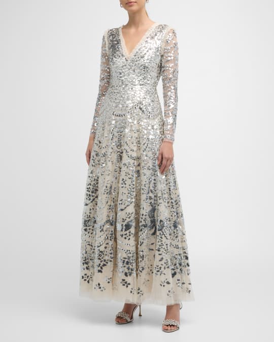 Needle & Thread Chandelier A-Line Sequin Tulle Gown | Neiman Marcus