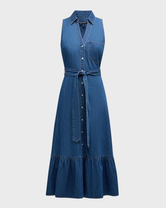 sleeveless chambray shirt dress Chambray Sleeveless Callahan Shirt Dress
