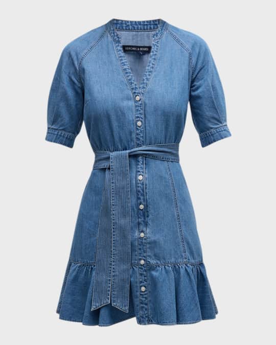 Kanika Short-Sleeve Denim Shirtdress