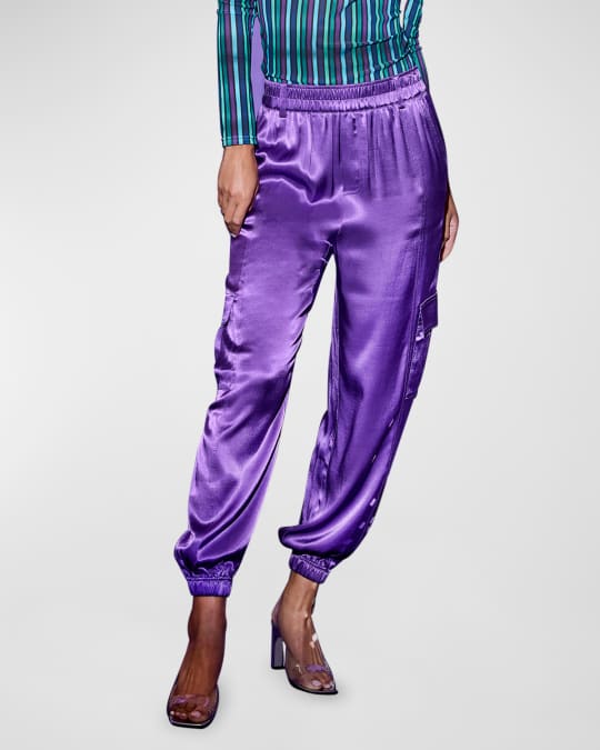 Terez Electric Purple Silk Cargo Joggers Neiman Marcus