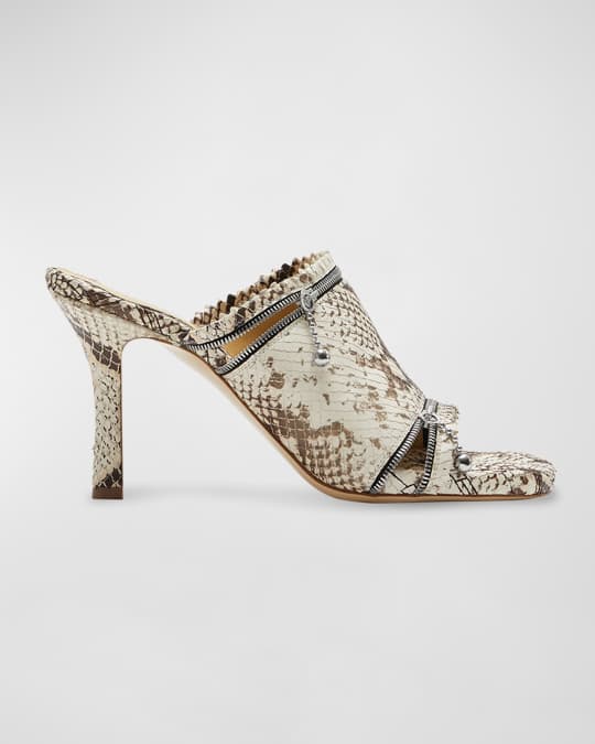 Burberry Python-Embossed Zipper Mule Sandals | Neiman Marcus