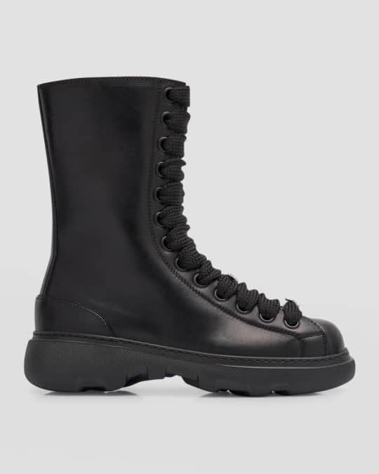 Burberry Ranger Leather Lace-Up Boots | Neiman Marcus