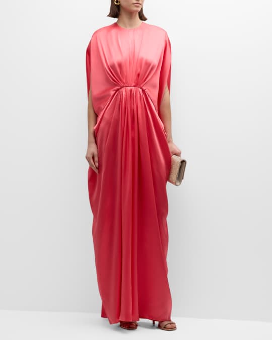 E.Stott Joan Ruched Silk Empire Gown Neiman Marcus