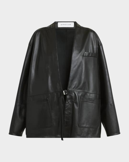 ARMARIUM Frida Nappa Leather Collarless Jacket Neiman Marcus