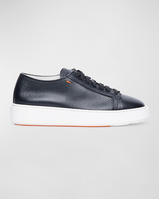 Santoni Anginal Leather Low-Top Sneakers | Neiman Marcus