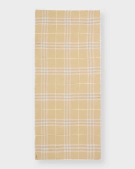 Burberry Yellow Lightweight Check Wool Scarf | Neiman Marcus