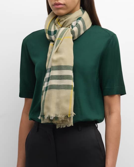 Burberry lightweight check wool cashmere scarf sales