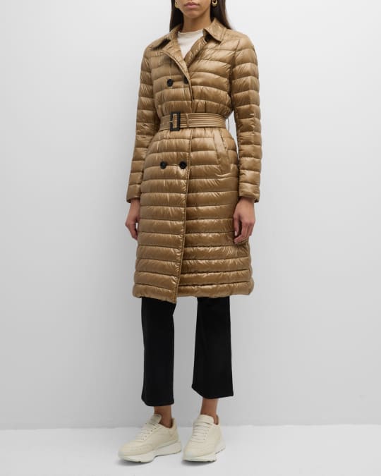 Nylon Ultralight Double Breasted Puffer Trench Coat