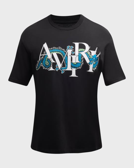 【AMIRI】メンズ ブルー CNY ドラゴン Tシャツ コットン Amiri Lunar New Year Blue Dragon Printed T-Shirt in White