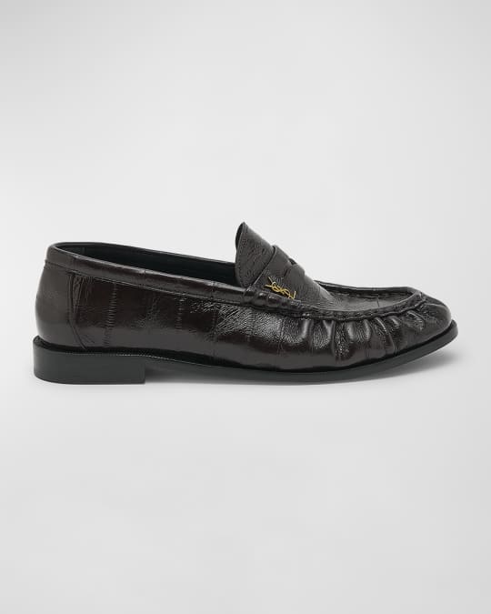 Saint Laurent Le Leather YSL Penny Loafers | Neiman Marcus