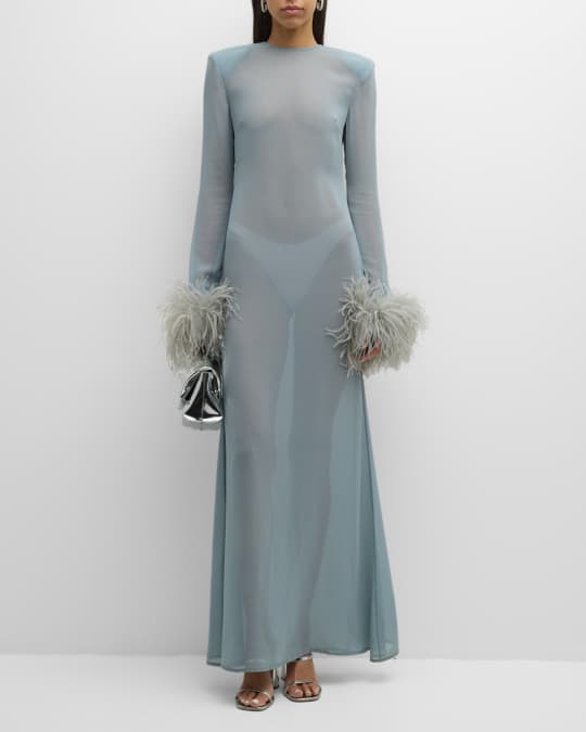 fitted long dress with slit Waist Fitted High Slit Long Sleeve Maxi Dress main image 1