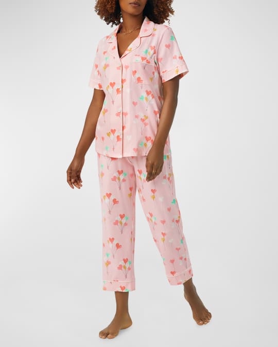BedHead Pajamas Cropped Heart Print Pajama set Neiman Marcus