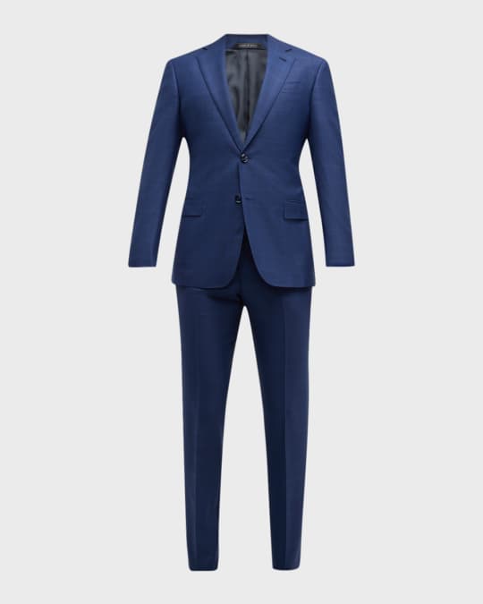 Giorgio Armani Men's Wool-Silk Windowpane Classic Fit Suit