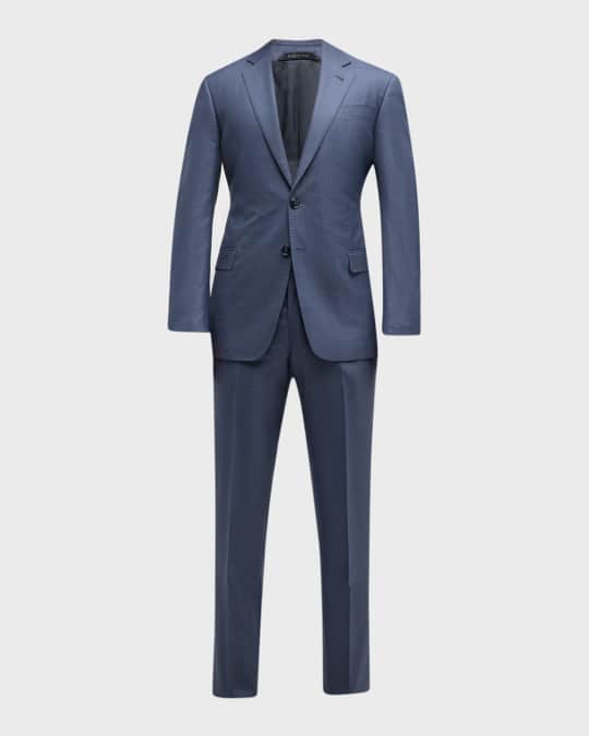 Giorgio Armani Men's Textured Wool-Silk Solid Classic Fit Suit
