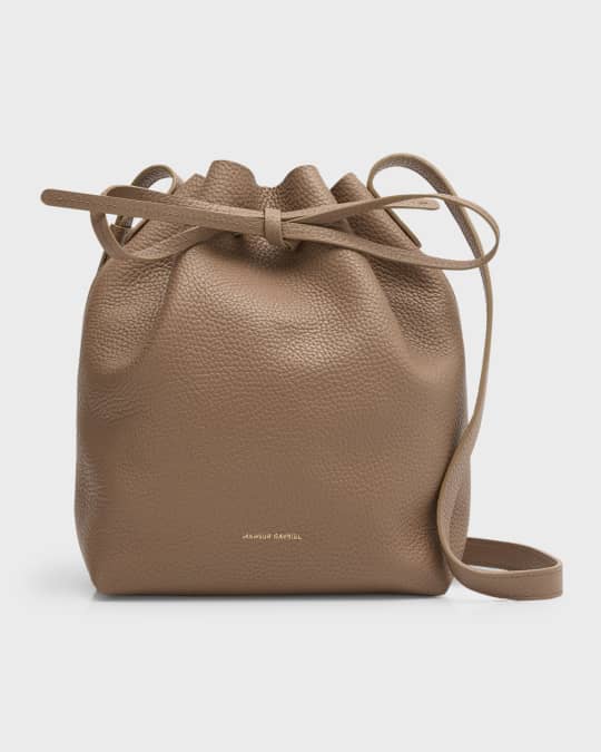 Mini Drawstring Leather Bucket Bag