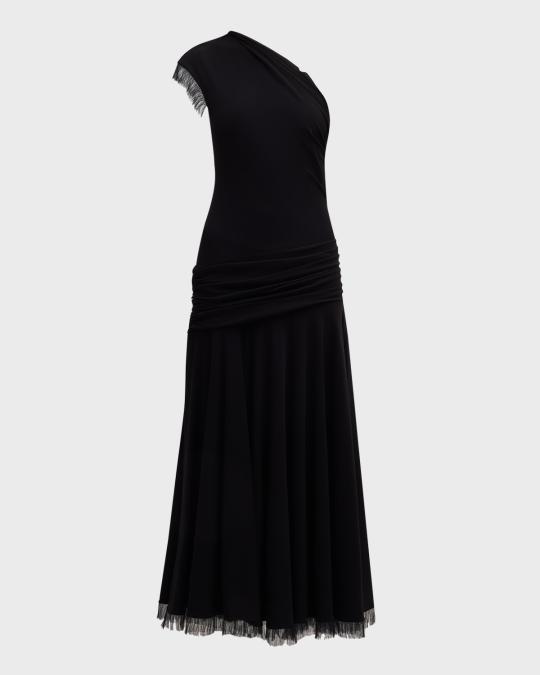 brandon maxwell one shoulder dress Brandon Maxwell The Leah One Shoulder Sheer Knit Tee
