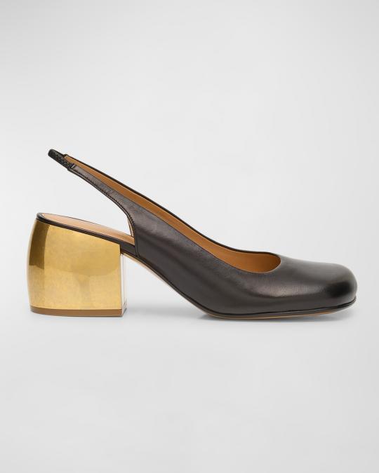 MIUMIU 26S SLINGBACK 55MM IN BLACK AND WHITE CALFSKIN WITH BOW