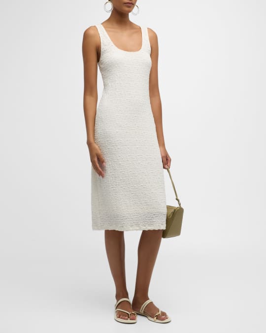 Vince Square-Neck Textured Midi Tank Dress | Neiman Marcus
