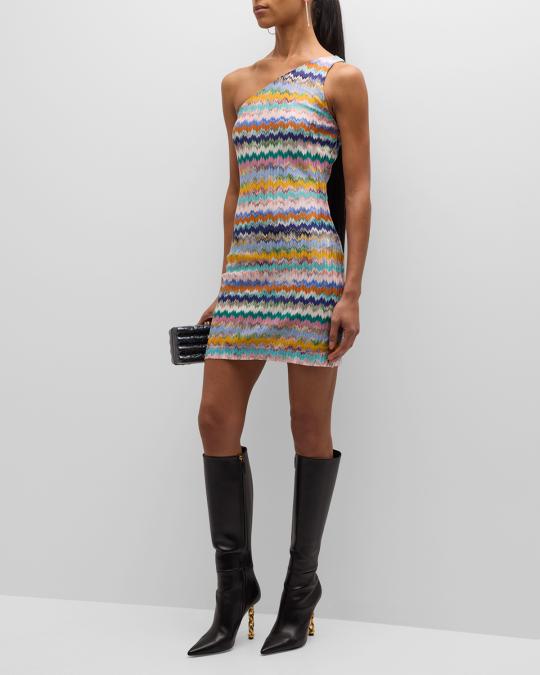 missoni one shoulder mini dress Missoni - Multicolor One Shoulder Mini Dress