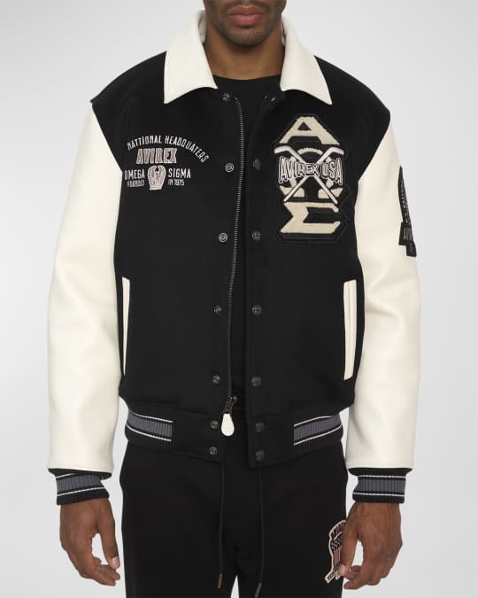 AVIREX Men's Omega Wool Leather Varsity Jacket | Neiman Marcus AVIREX Men's Omega Wool Leather Varsity Jacket | Neiman Marcus