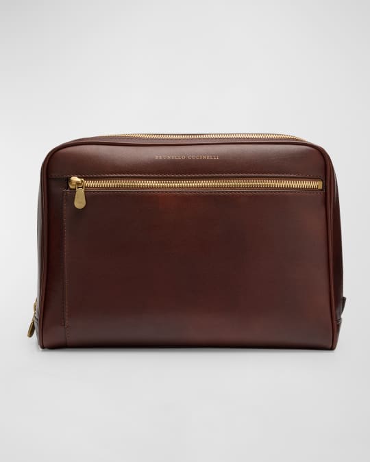 Brunello Cucinelli Men s Leather Toiletry Bag Neiman Marcus