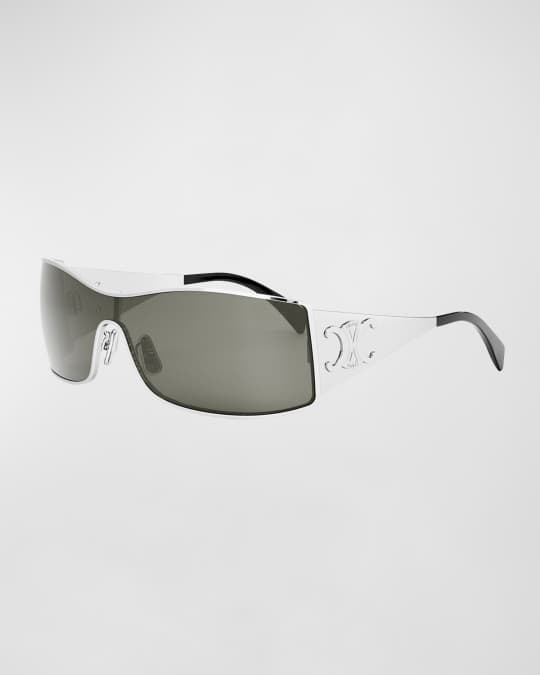 Celine Maxi Triomphe Metal Rectangular Shield Sunglasses