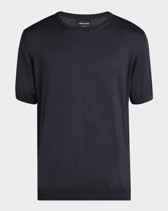 Giorgio Armani Men's Silk-Cotton Crew T-Shirt | Neiman Marcus