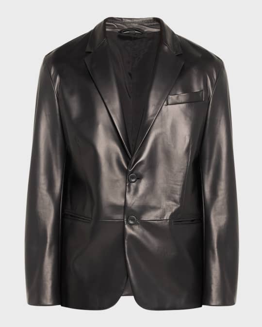 Giorgio Armani Men's Lambskin Leather Blazer | Neiman Marcus
