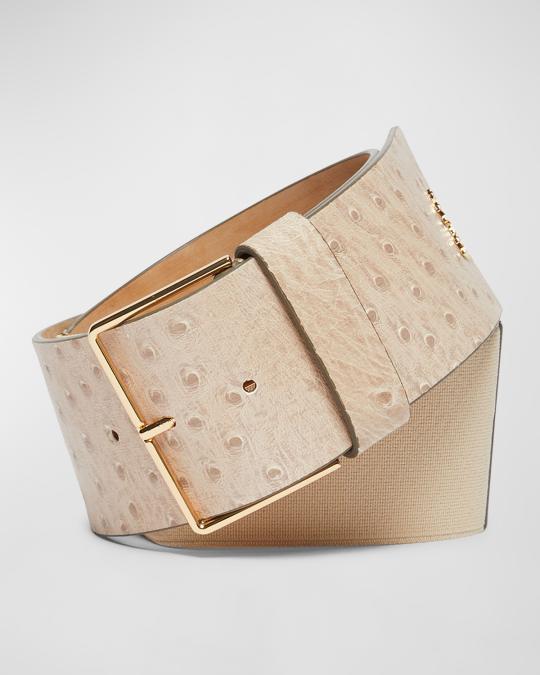 MAX MARA Waist Size S Pink Textured Ostrich Leather Belt Women main image 2