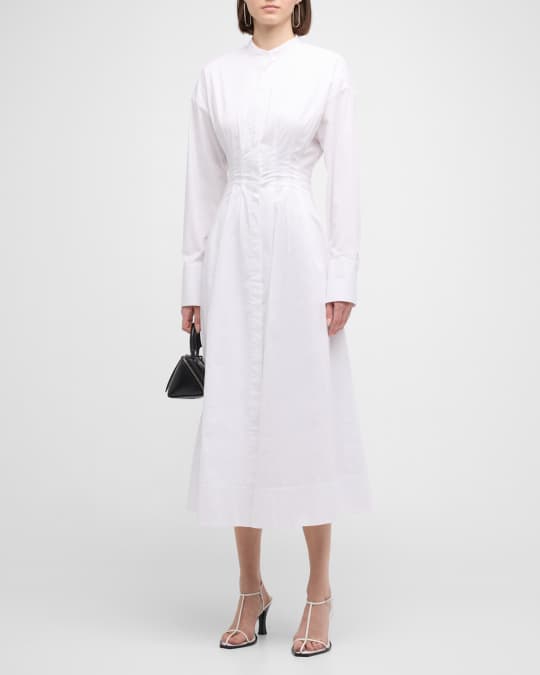 STAUD Lorenza Cotton Poplin Midi Shirt Dress Neiman Marcus