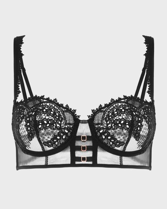 Body Simone Pérèle CASSIE En Tulle Brodé - Taille FR2 (M), Noir, Sans Armature, Neuf Avec étiquettes