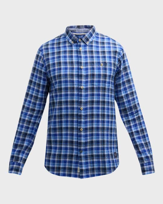 Men's Double-Face Plaid Button-Down Shirt