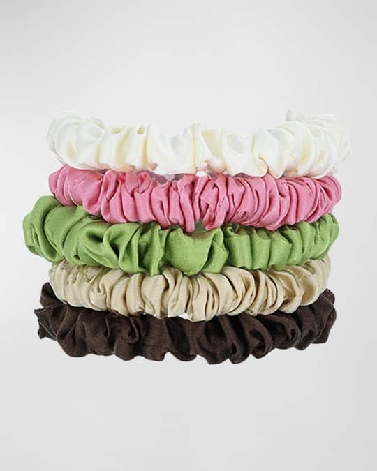 Mini Multicolor Silk Ponytail Holders, Set of 5 