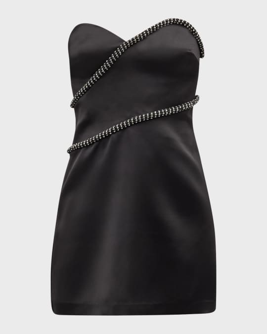 Ramy Brook Lyla Strapless Rhinestone-Trim Mini Dress | Neiman Marcus