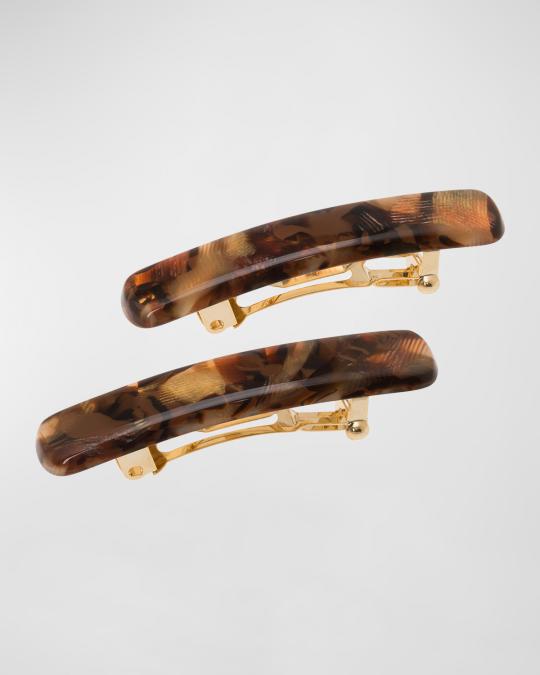 France Luxe Mini Rectangle Barrette Pair | Neiman Marcus