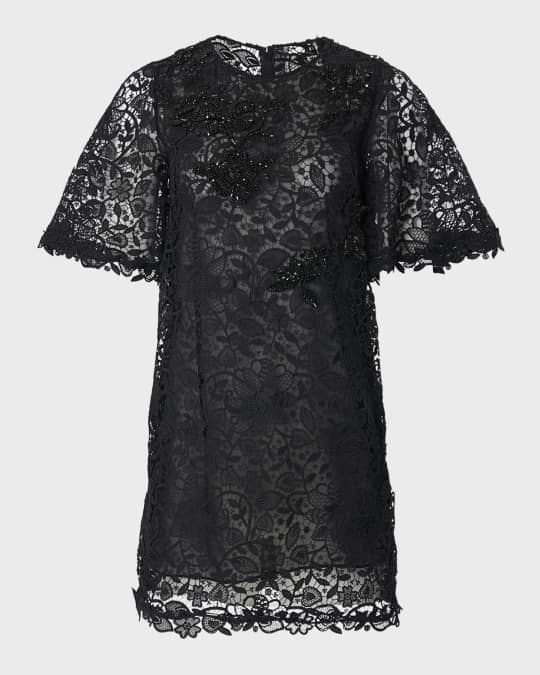 knee length dresses for ladies LACE MINI SHIFT DRESS- BLACK – Shop Movida main image 0